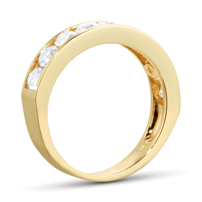 Goldsmiths 18ct Yellow Gold 1.00ct Diamond Channel Set Half Eternity Ring - Ring Size J