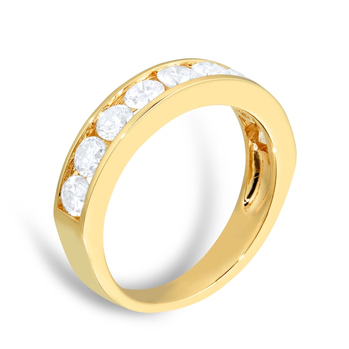 Goldsmiths 18ct Yellow Gold 1.00ct Diamond Channel Set Half Eternity Ring