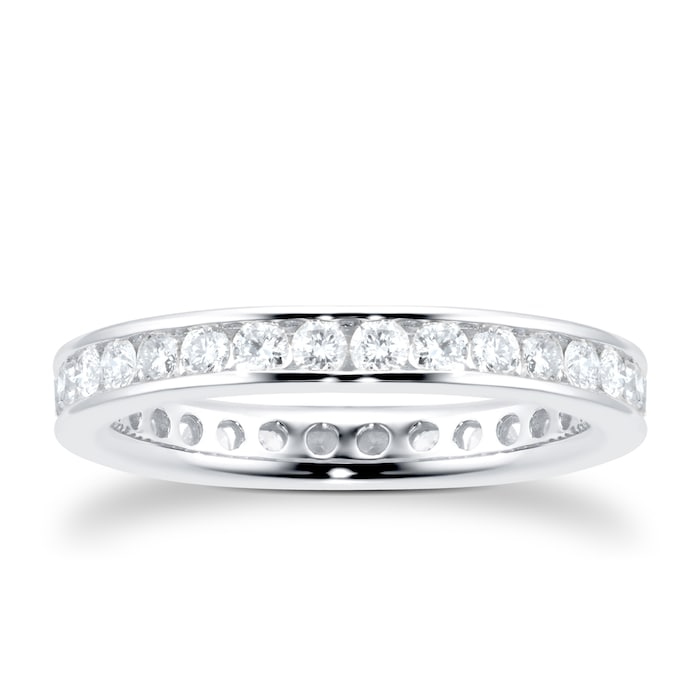 Goldsmiths 18ct White Gold 1.00ct Diamond Channel Set Eternity Ring - Ring Size O