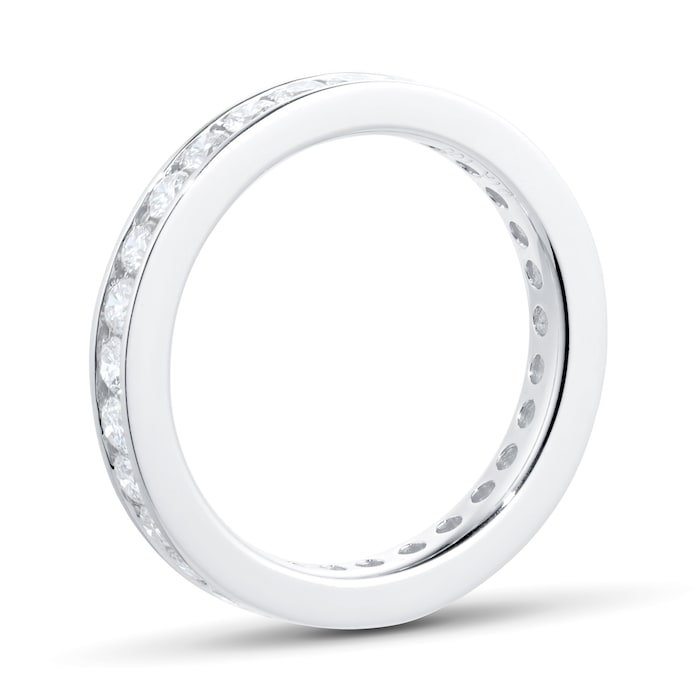 Goldsmiths 18ct White Gold 1.00ct Diamond Channel Set Eternity Ring - Ring Size O