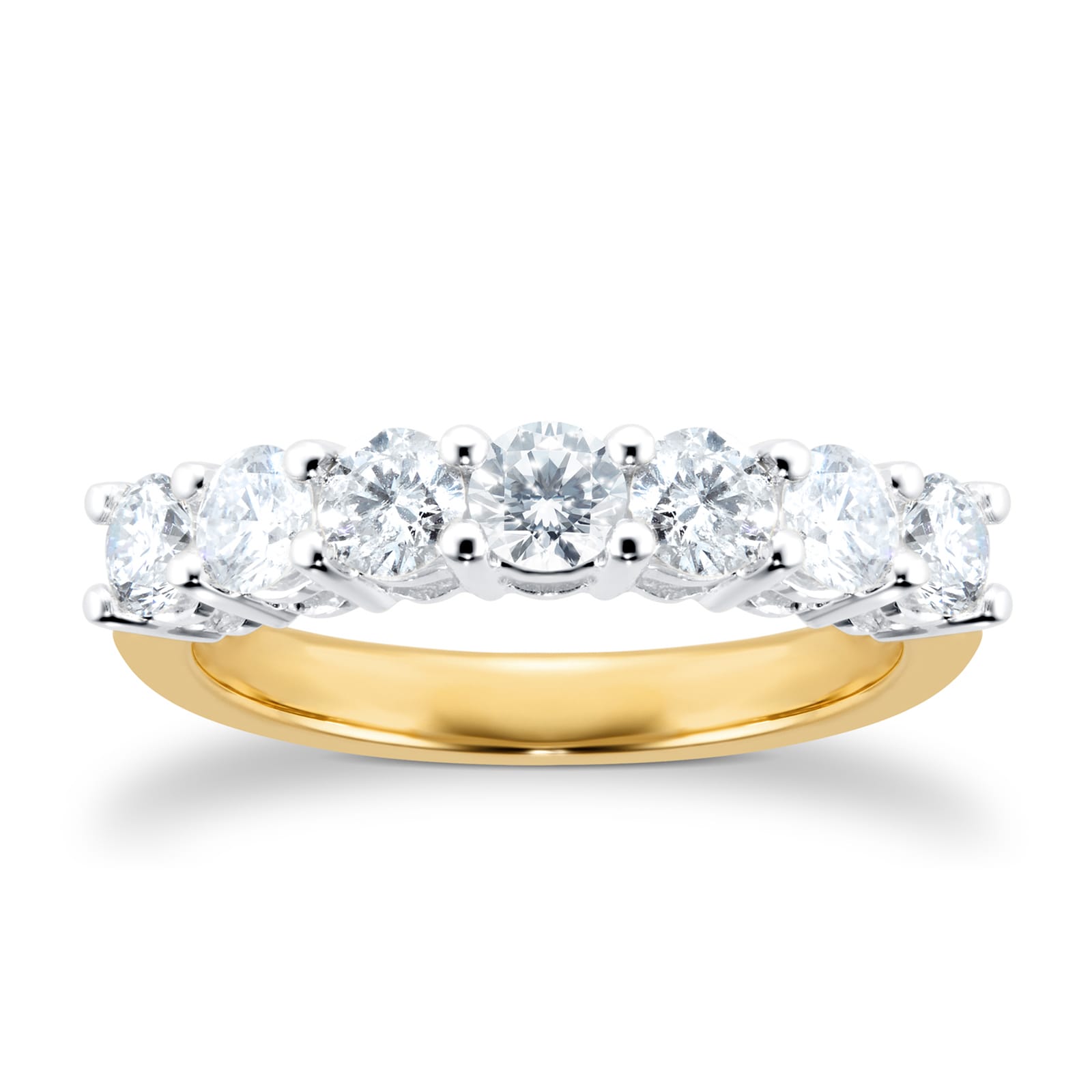 18ct Yellow Gold 1.00ct Diamond 7 stone Eternity Ring - Ring Size J