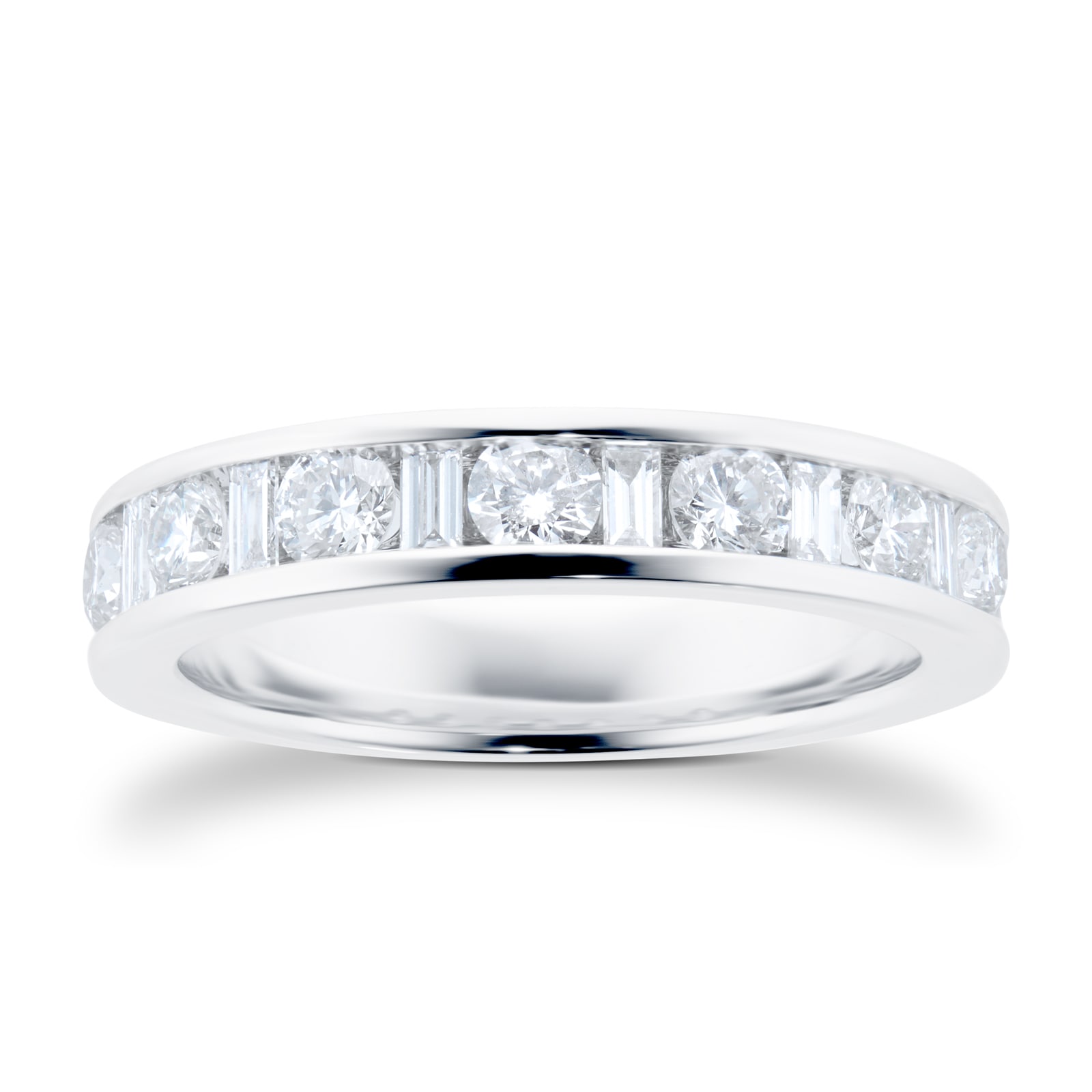 Platinum 1.00cttw Diamond Dot Dash Eternity Ring - Ring Size N