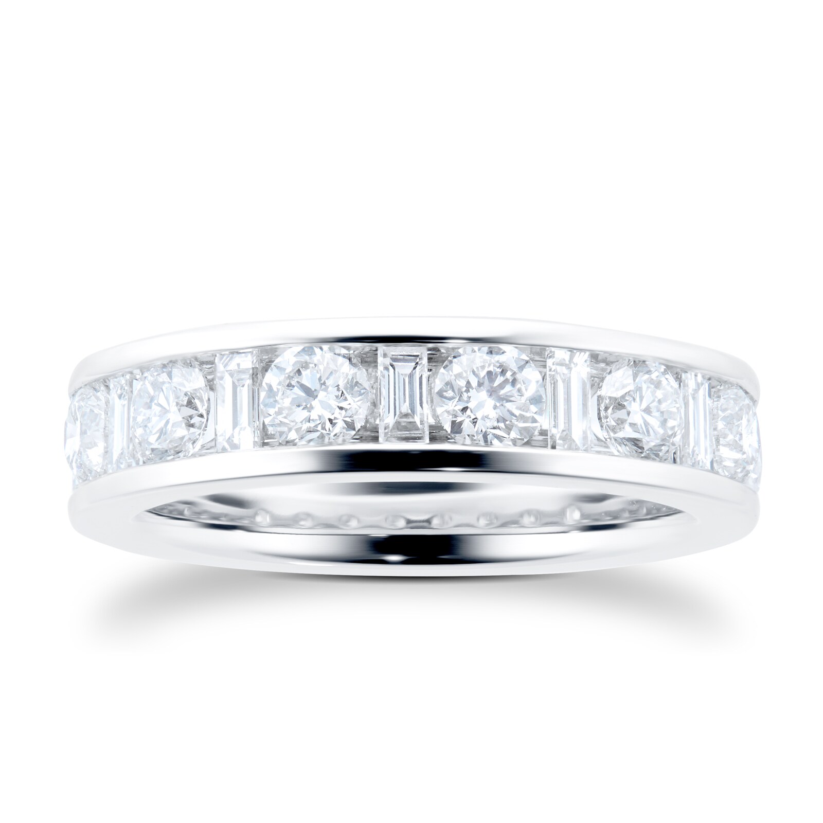 Platinum 1.96cttw Diamond Dot Dash Eternity Ring - Ring Size M