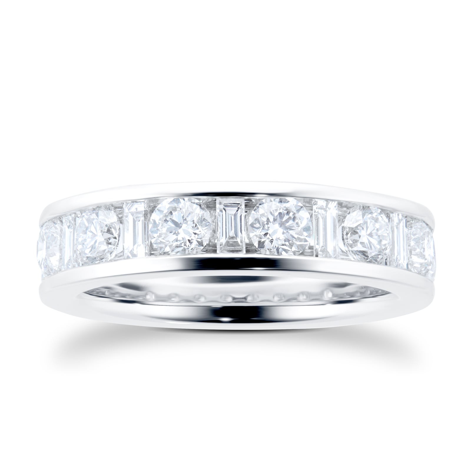Platinum 1.96cttw Diamond Dot Dash Eternity Ring - Ring Size M