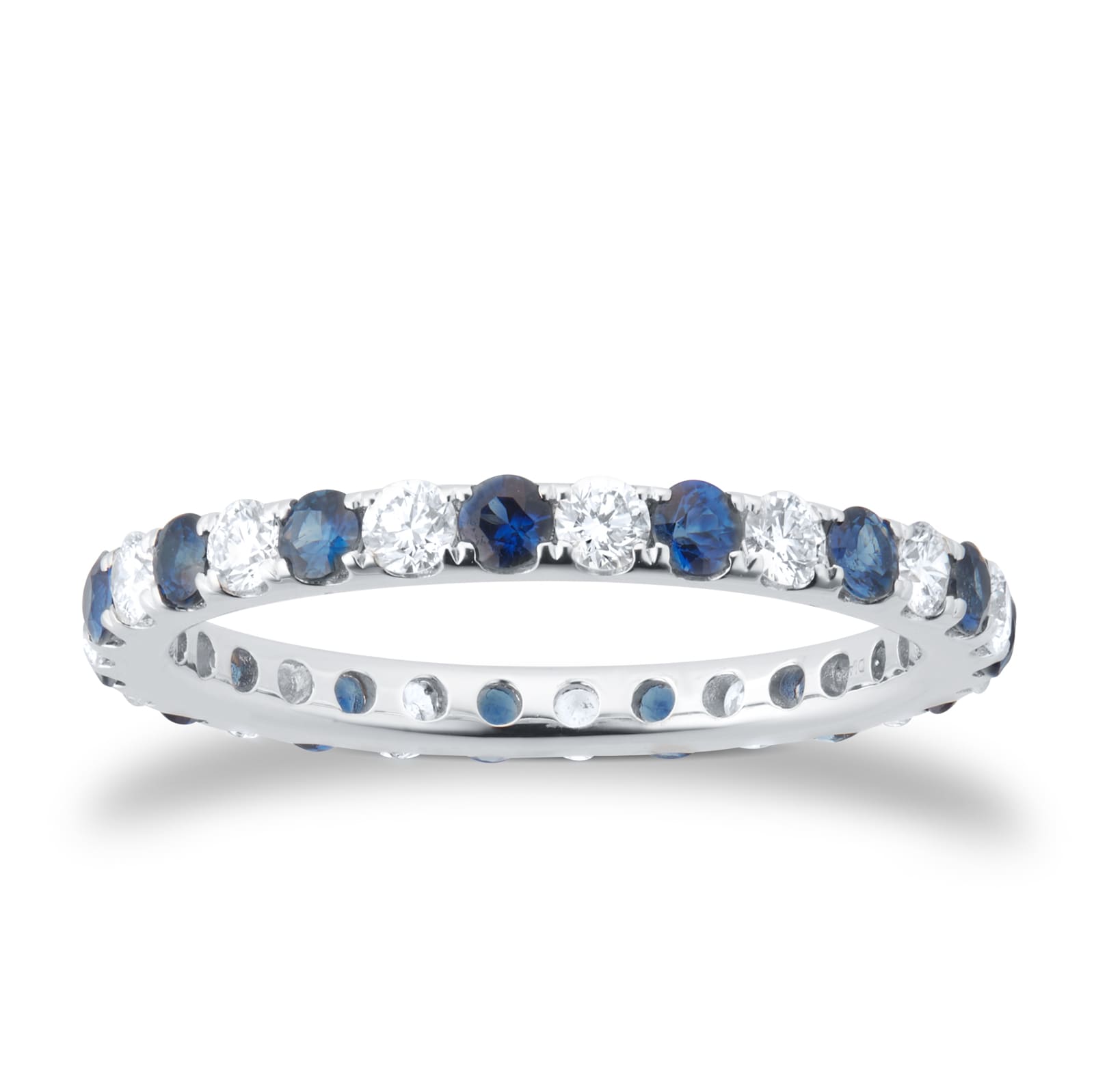 Goldsmiths 18ct White Gold 0.20cttw Diamond & Sapphire Full Eternity Ring - Ring Size N