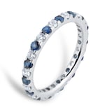 Goldsmiths 18ct White Gold 0.20cttw Diamond & Sapphire Full Eternity Ring