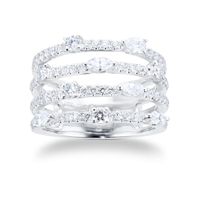 Mappin & Webb 18ct White Gold 1.39ctttw Mixed Cut Diamond Ring - Ring Size M