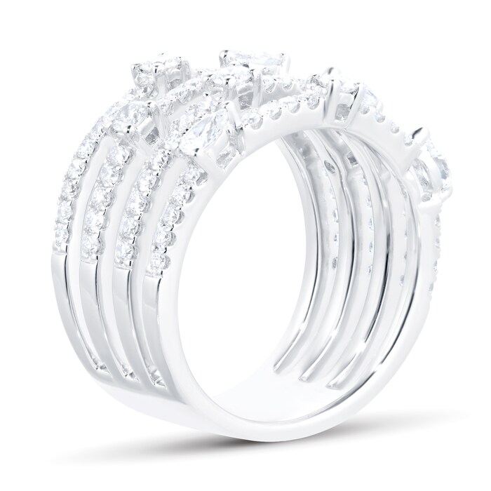 Mappin & Webb 18ct White Gold 1.39ctttw Mixed Cut Diamond Ring - Ring Size M