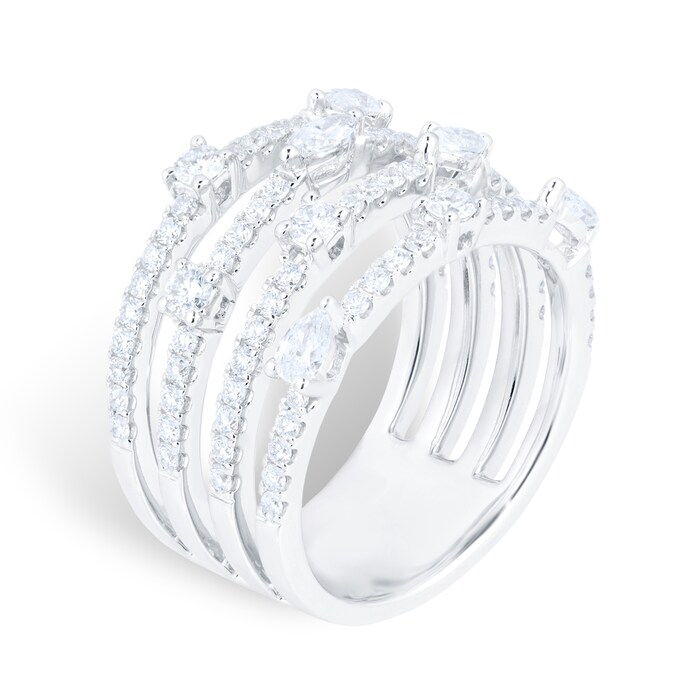 Mappin & Webb 18ct White Gold 1.39ctttw Mixed Cut Diamond Ring - Ring Size M