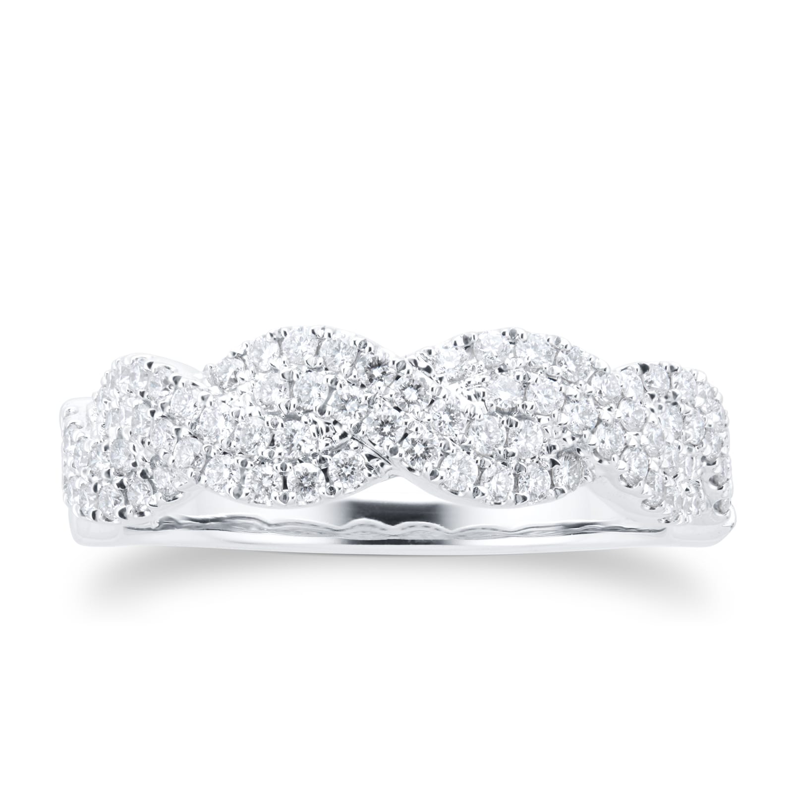 Goldsmiths Platinum Two Row Diamond Twist Eternity Ring Goldsmiths Platinum Two Row Diamond Twist Eternity Ring