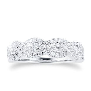 Goldsmiths Platinum Two Row Diamond Twist Eternity Ring