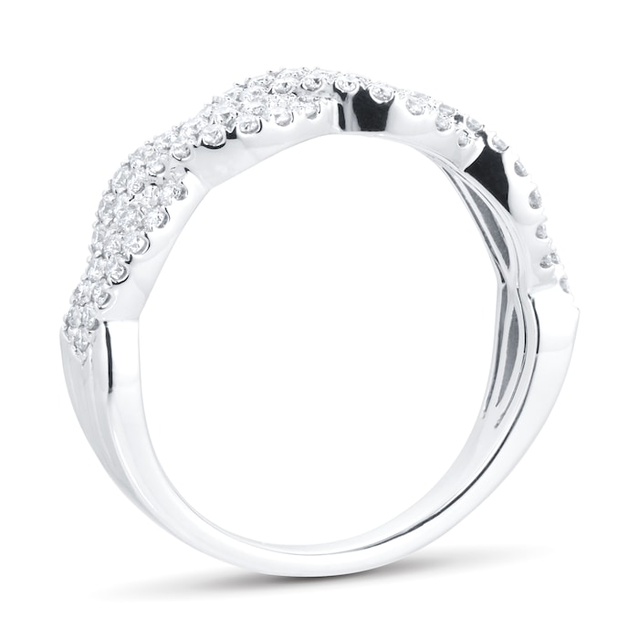 Goldsmiths Platinum Two Row Diamond Twist Eternity Ring