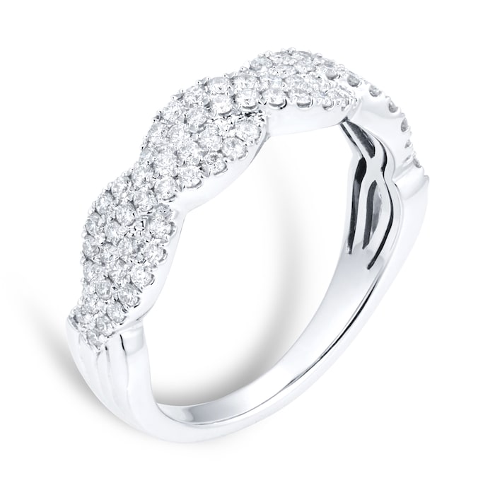 Goldsmiths Platinum Two Row Diamond Twist Eternity Ring