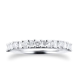 06506736 - 18ct White Gold 0.59ct Diamond Baguette & Round Cut Eternity Ring