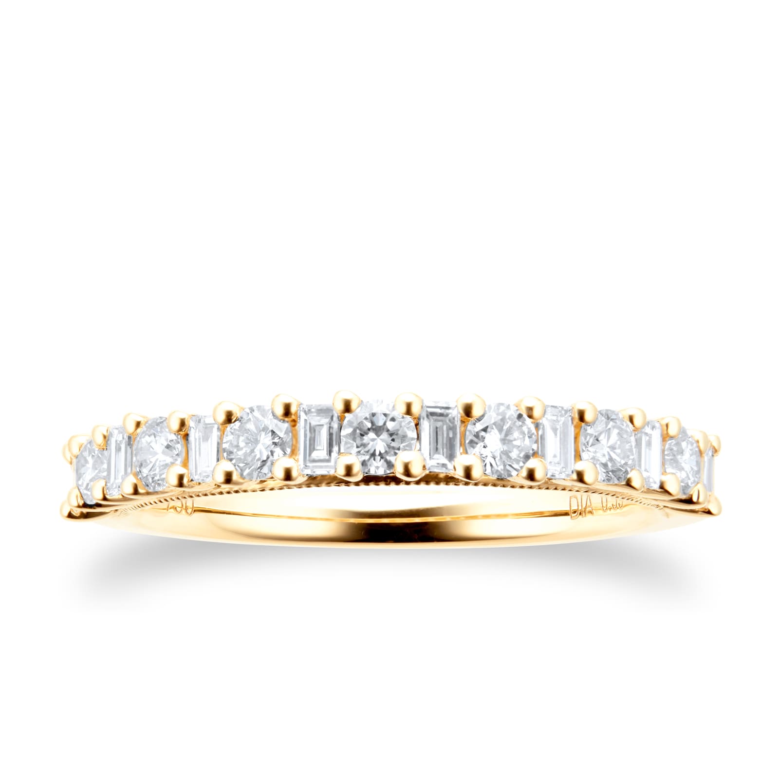 Goldsmiths 18ct Yellow Gold 0.59ct Diamond Baguette & Round Cut Eternity Ring Goldsmiths 18ct Yellow Gold 0.59ct Diamond Baguette & Round Cut Eternity Ring