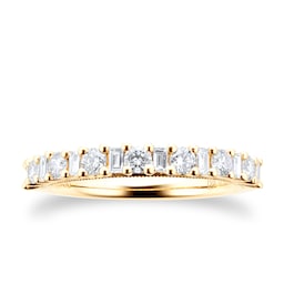 06506737 - 18ct Yellow Gold 0.59ct Diamond Baguette & Round Cut Eternity Ring