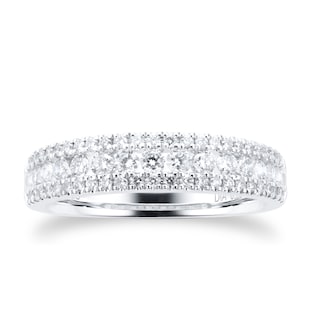 Goldsmiths 18ct White Gold Three Row 0.70ct Diamond Eternity Ring