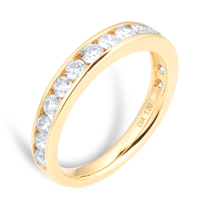 Goldsmiths 18ct Yellow Gold Diamond Channel Set Eternity Ring - Ring Size K