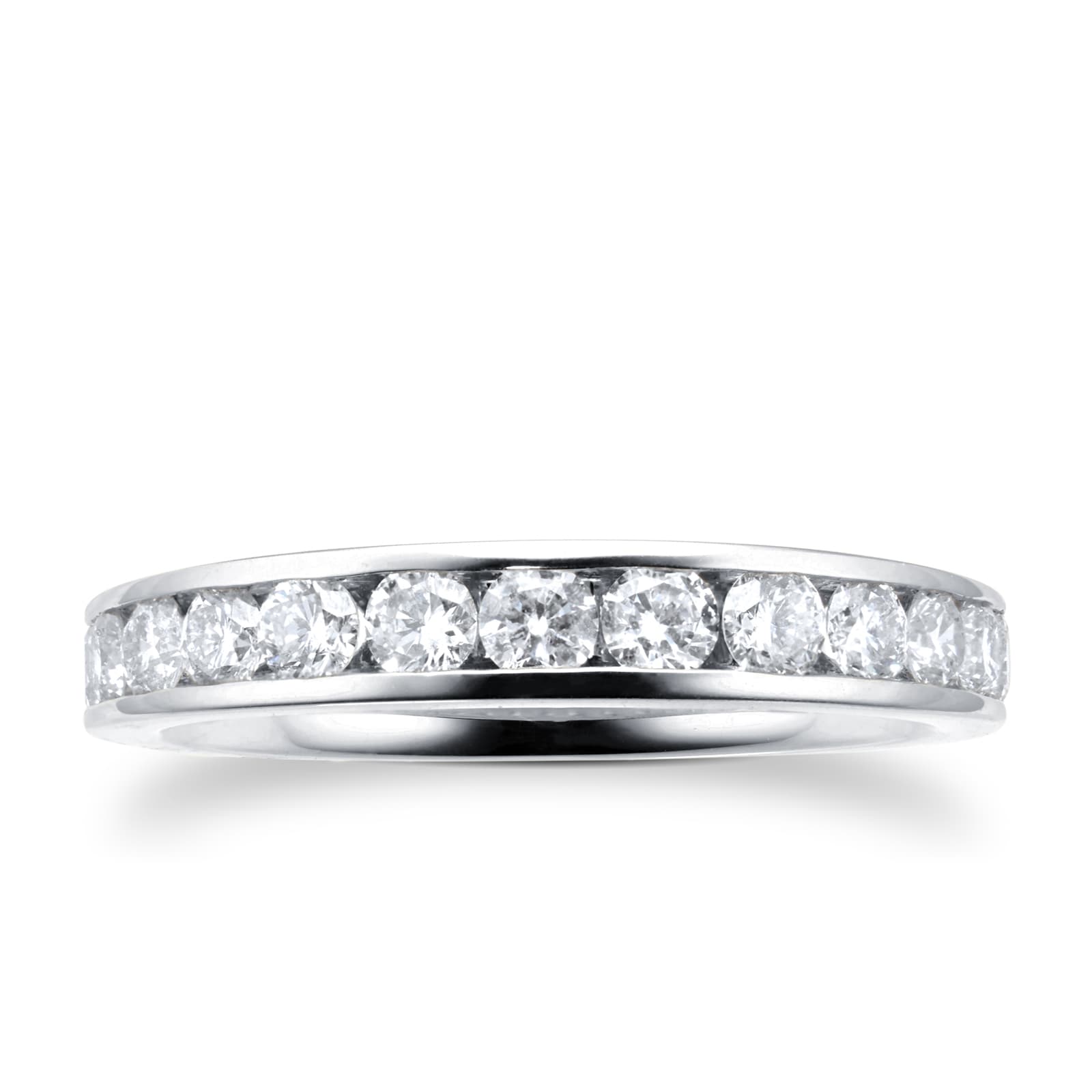 Goldsmiths 18ct White Gold Diamond Channel Set Eternity Ring - Ring Size L Goldsmiths 18ct White Gold Diamond Channel Set Eternity Ring - Ring Size L
