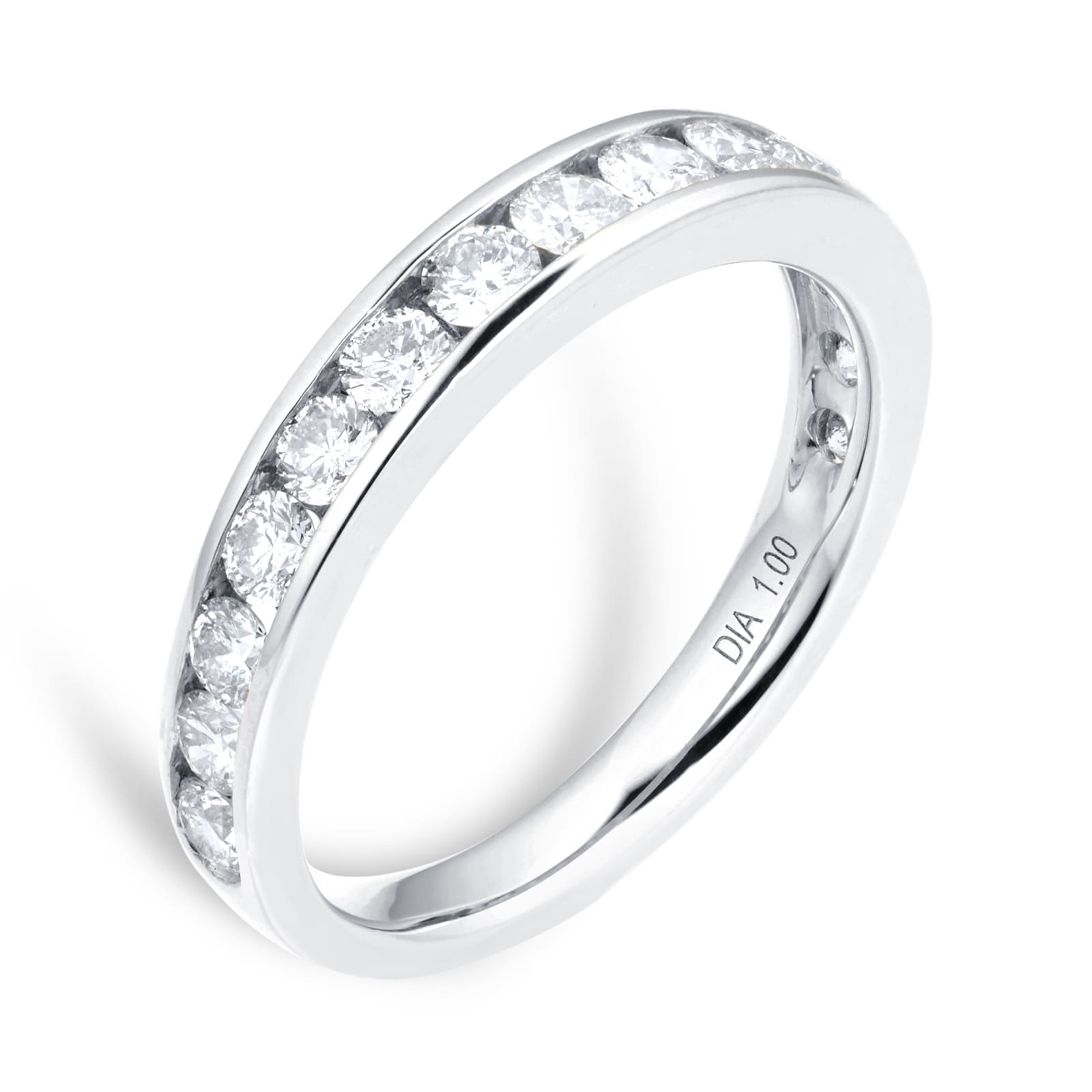 Goldsmiths 18ct White Gold Diamond Channel Set Eternity Ring - Ring Size L Goldsmiths 18ct White Gold Diamond Channel Set Eternity Ring - Ring Size L