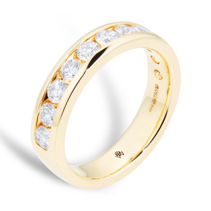 Mappin & Webb 18ct Yellow Gold 1.00cttw Brilliant Cut Diamond Channel Set Eternity Ring - Ring Size Q