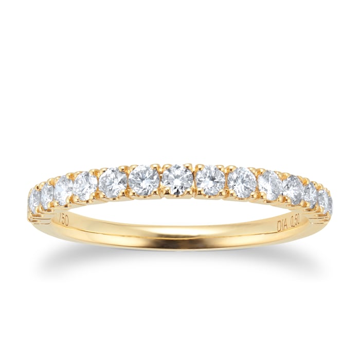 Goldsmiths 18ct Yellow Gold Diamond Claw Set Eternity Ring