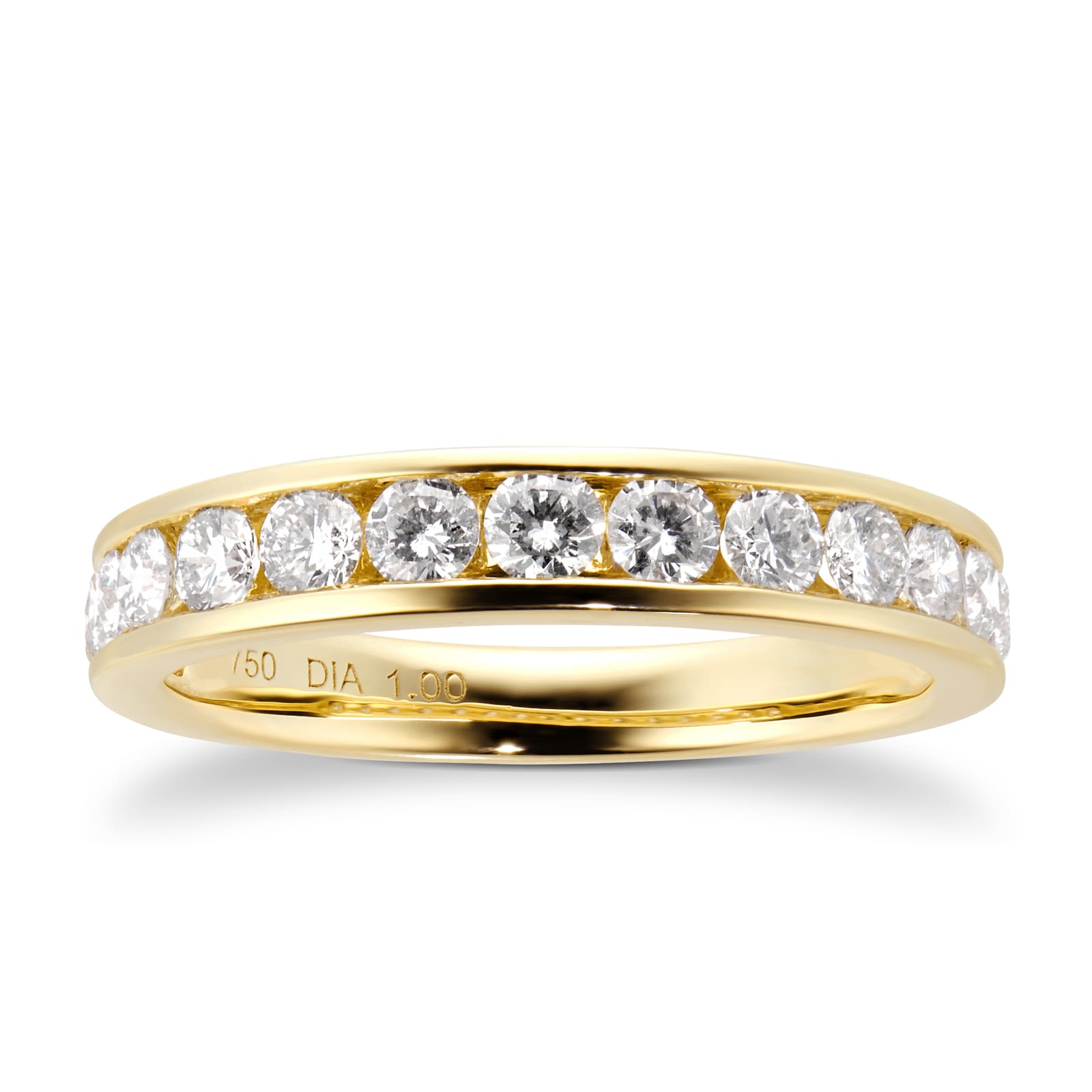 18ct Yellow Gold 1.00cttw Diamond Channel Set Eternity Ring - Ring Size K
