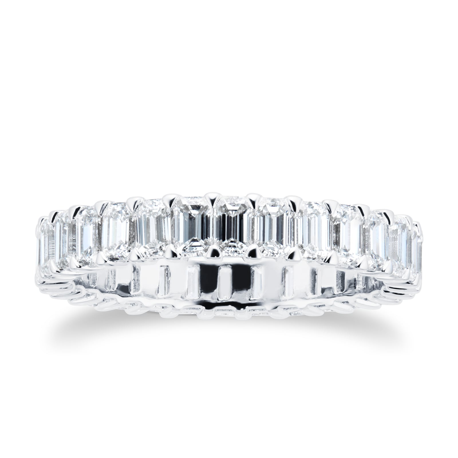 Platinum 2.47cttw Emerald Cut Diamond Full Eternity Ring - Ring Size M