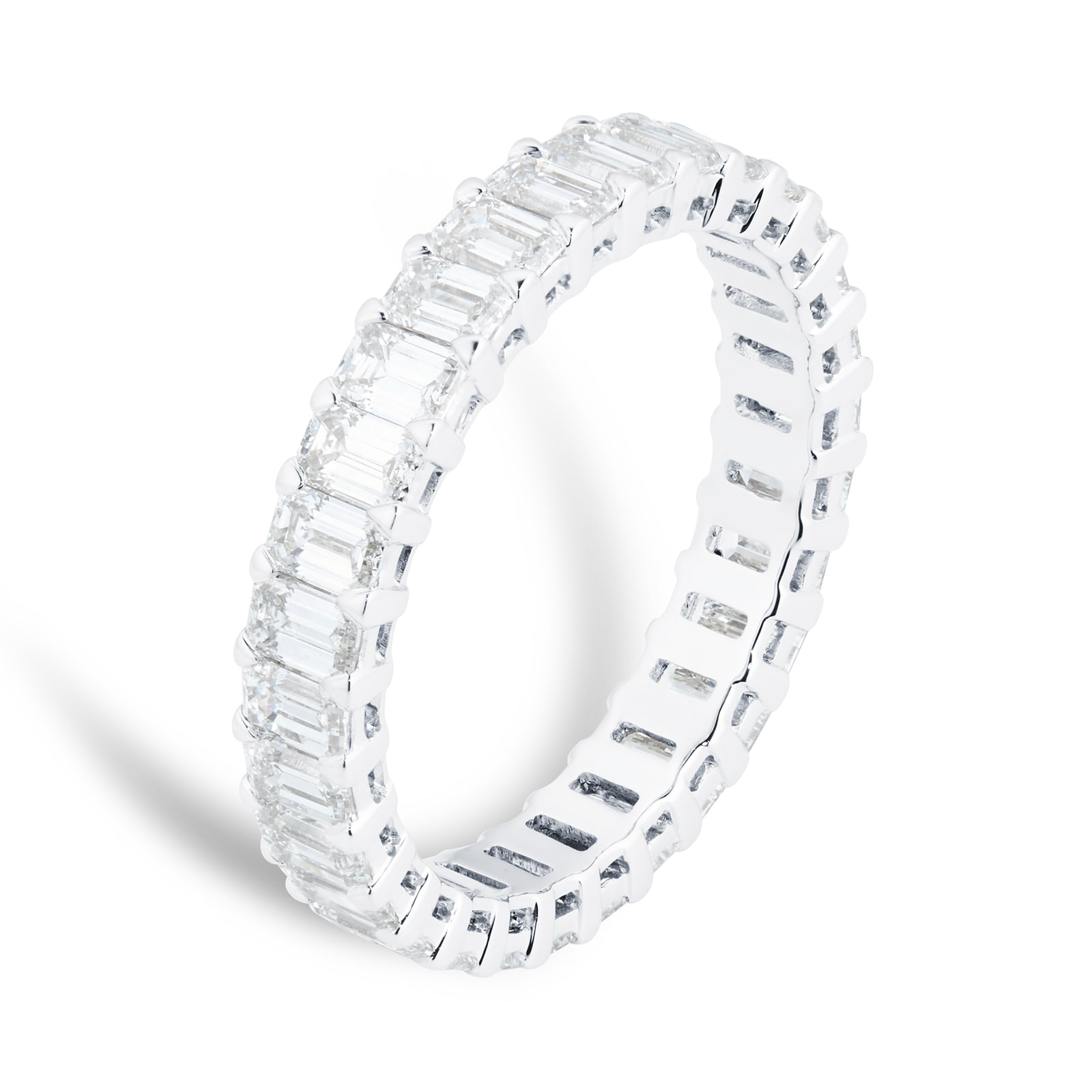 Mappin & Webb Platinum 2.70cttw Emerald Cut Diamond Full Eternity Ring - Ring Size M Mappin & Webb Platinum 2.70cttw Emerald Cut Diamond Full Eternity Ring - Ring Size M