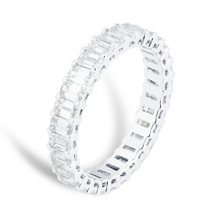 Mappin & Webb Platinum 2.47cttw Emerald Cut Diamond Full Eternity Ring - Ring Size M