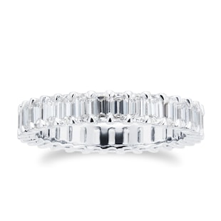 Mappin & Webb Platinum 2.80cttw Emerald Cut Diamond Full Eternity Ring - Ring Size N