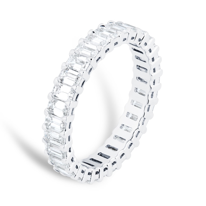 Mappin & Webb Platinum 2.80cttw Emerald Cut Diamond Full Eternity Ring - Ring Size N