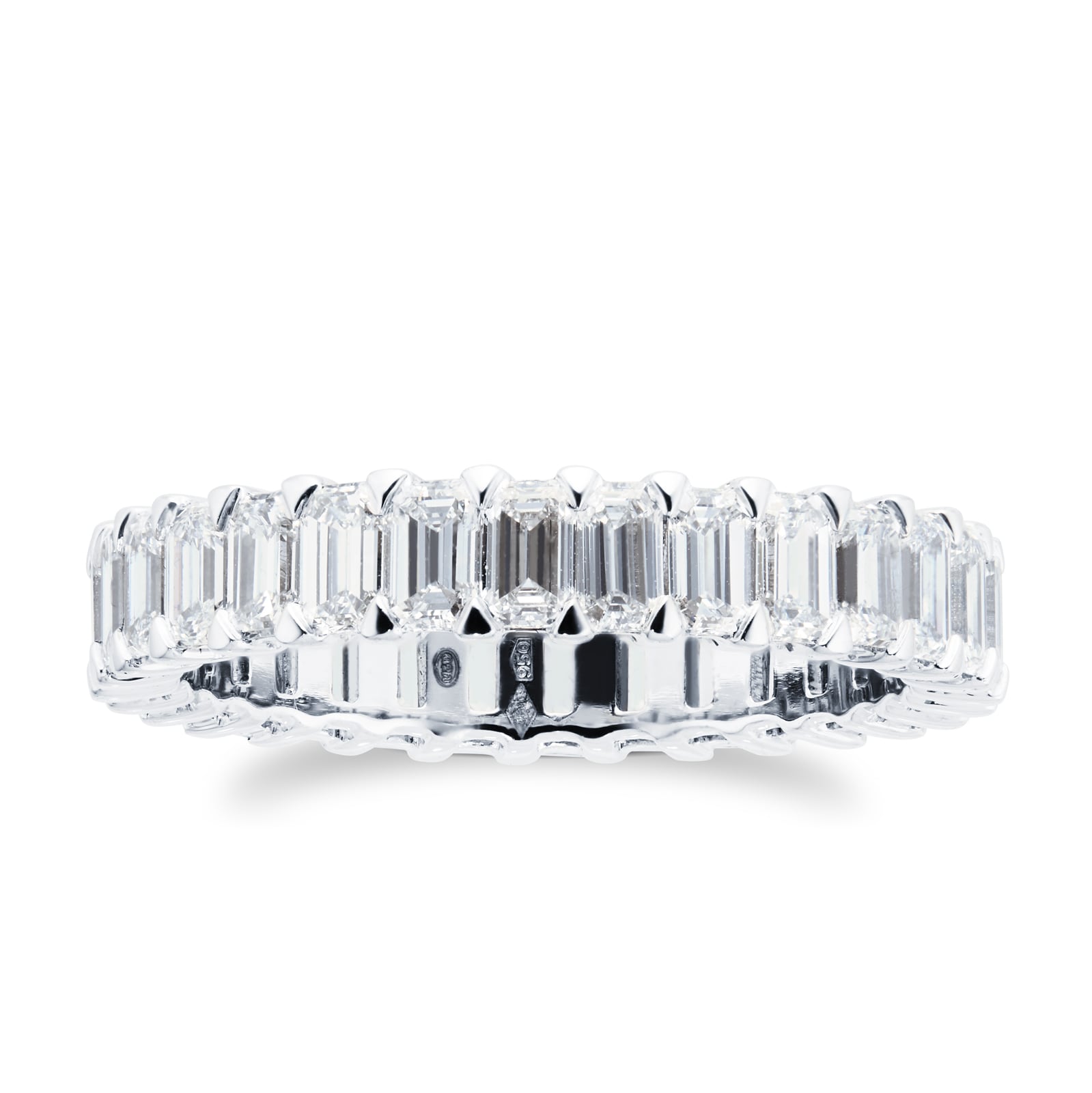 Platinum 2.38cttw Emerald Cut Diamond Full Eternity Ring - Ring Size L