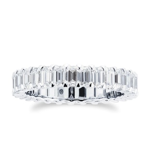 Mappin & Webb Platinum 2.38cttw Emerald Cut Diamond Full Eternity Ring - Ring Size L