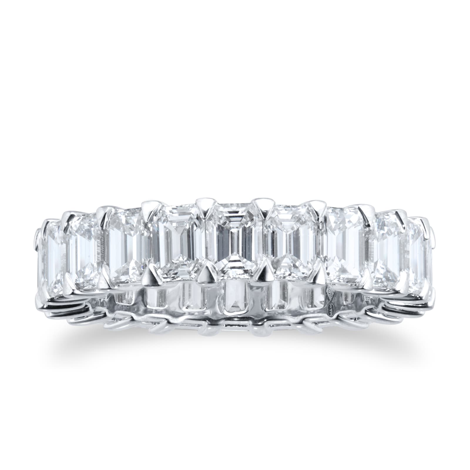 Platinum 5.42cttw Emerald Cut Diamond Full Eternity Ring - Ring Size M