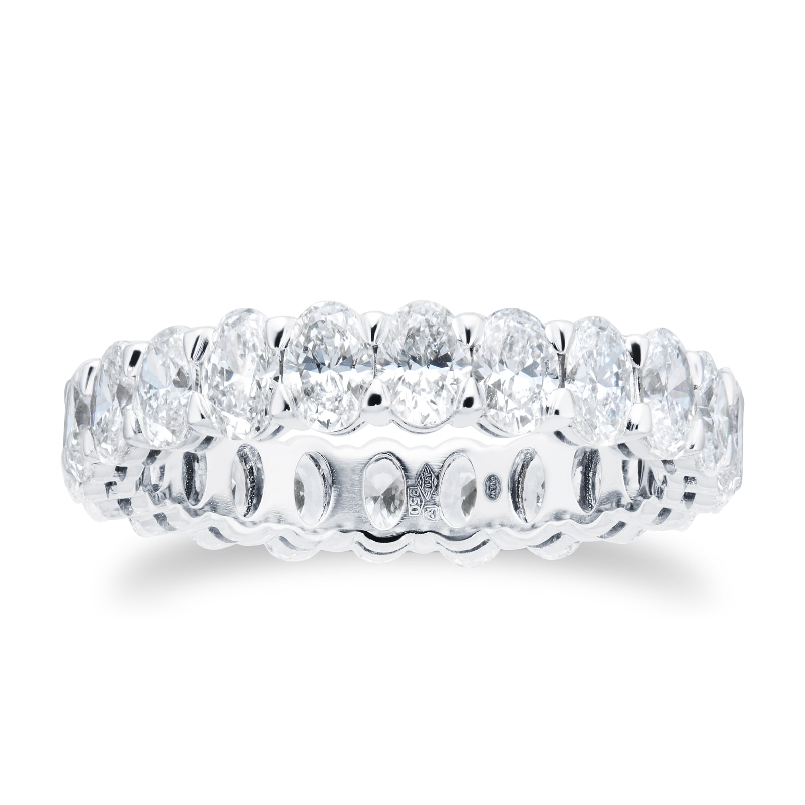 Platinum 3.28cttw Oval Cut Diamond Full Eternity Ring - Ring Size M