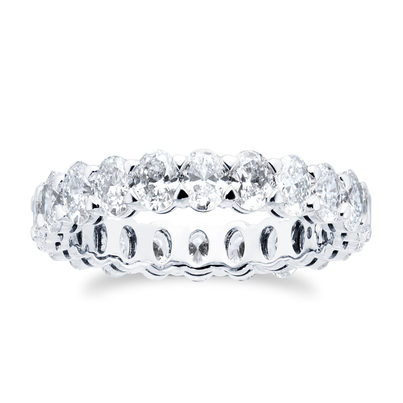 Platinum 3.12cttw Oval Cut Diamond Full Eternity Ring - Ring Size L