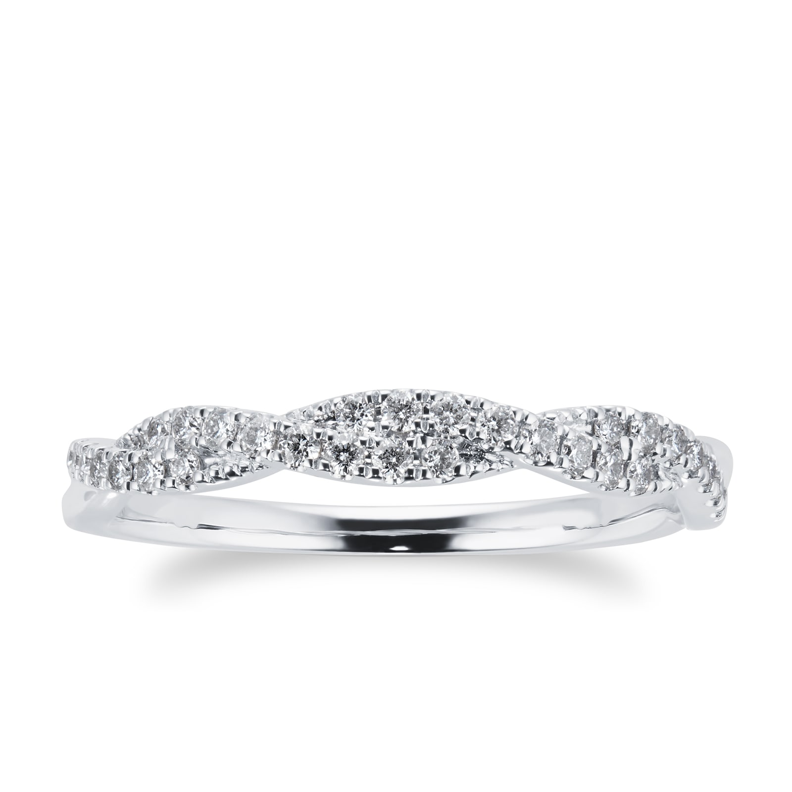 18ct White Gold 0.20ct Diamond Twist Eternity Ring - Ring Size O