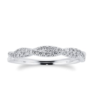 Goldsmiths 18ct White Gold 0.20ct Diamond Twist Eternity Ring
