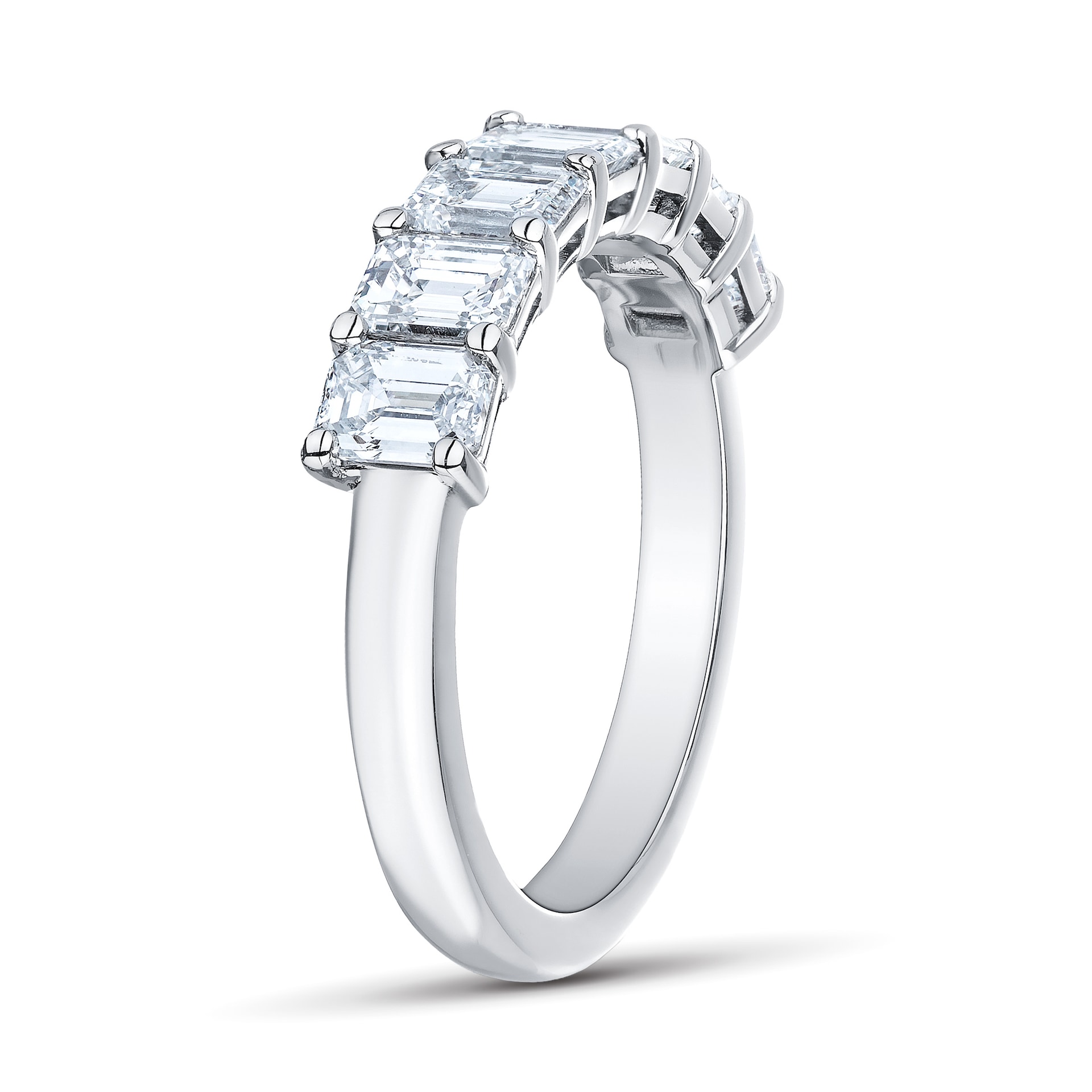 Mappin & Webb Platinum 2.24cttw Seven Stone Emerald Cut Diamond Eternity Ring
