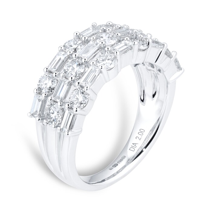 Goldsmiths 18ct White Gold 2.0cttw Diamond Three Row Eternity Ring