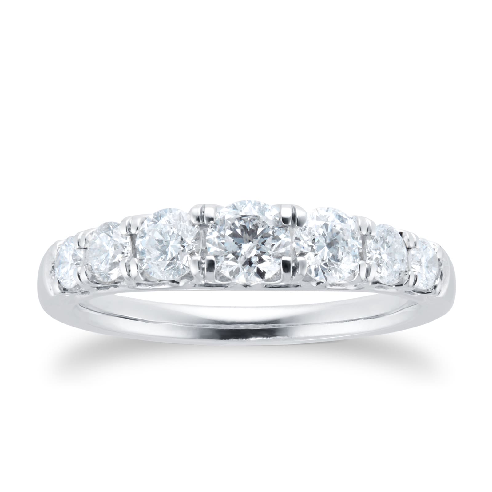 Platinum 1.00cttw Diamond Graduated Claw Set Eternity Ring - Ring Size O