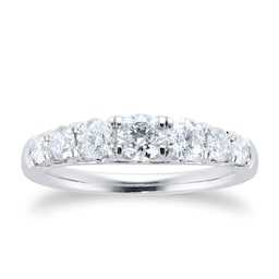 06506804 - Platinum 1.00cttw Diamond Graduated Claw Set Eternity Ring