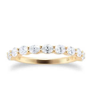 Goldsmiths 18ct Yellow Gold 1.10cttw Oval Stacker Eternity Ring