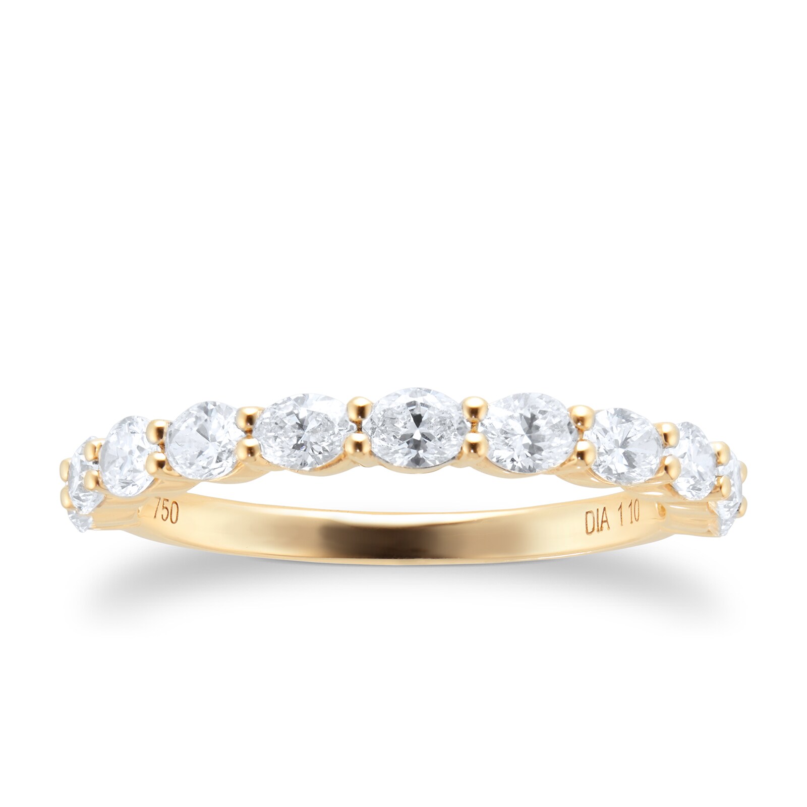 Goldsmiths 18ct Yellow Gold 1.10cttw Oval Stacker Eternity Ring - Ring Size M