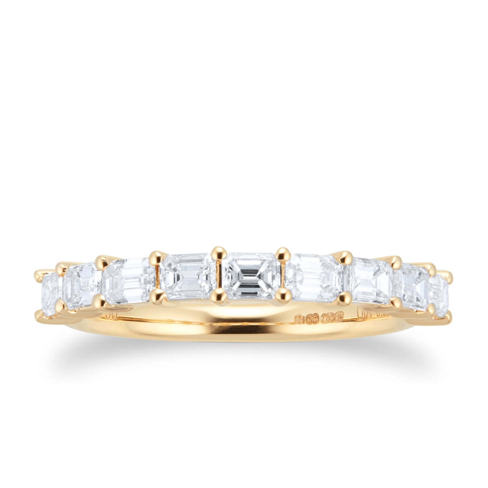 Goldsmiths 18ct Yellow Gold 0.90cttw Emerald Stacker Eternity Ring - Ring Size N