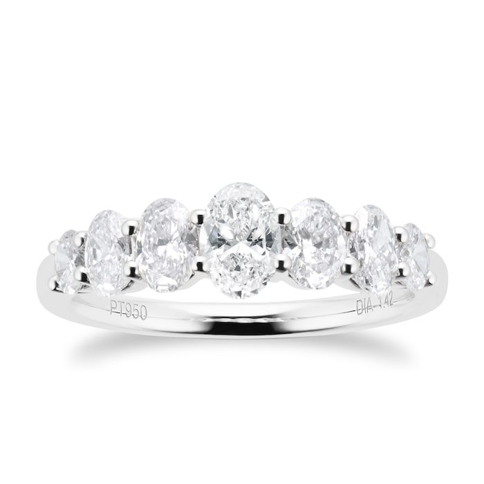 Goldsmiths Platinum 1.42cttw Graduated Oval Diamond Eternity Ring