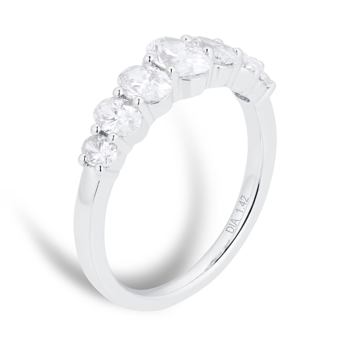 Goldsmiths Platinum 1.42cttw Graduated Oval Diamond Eternity Ring