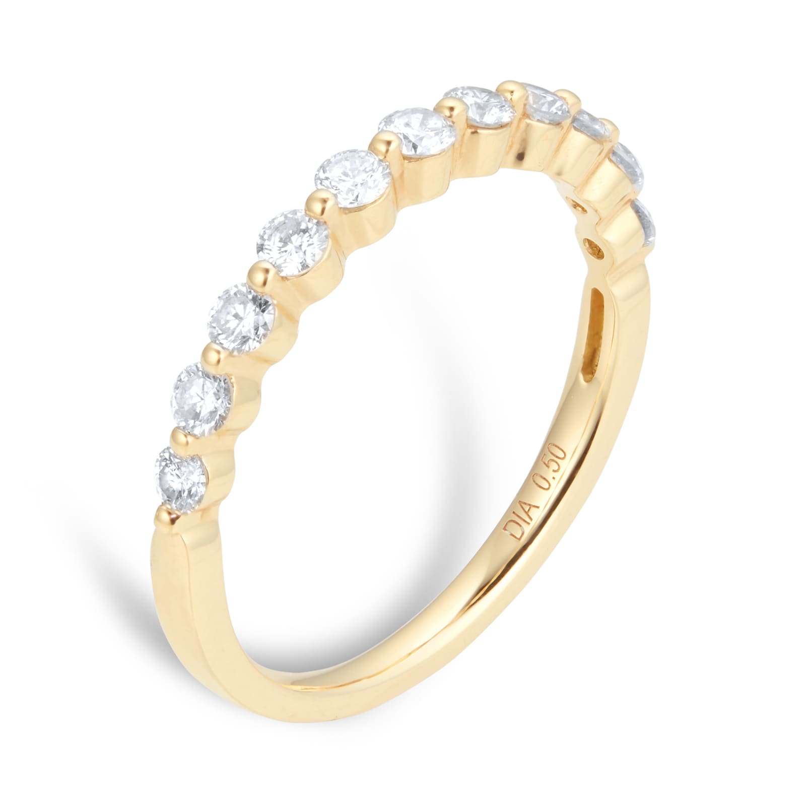 Goldsmiths 18ct Yellow Gold 0.50cttw Stacker Ring Eternity Ring - Ring Size K