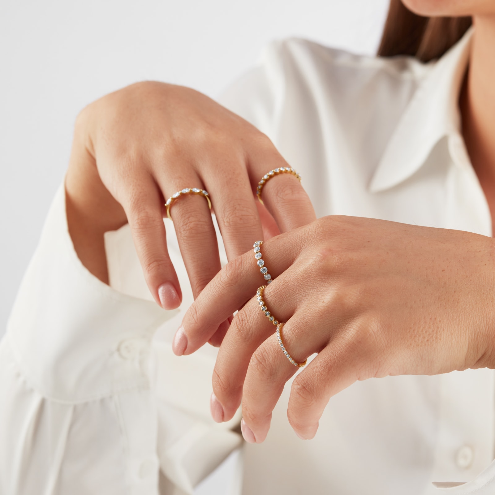 Goldsmiths 18ct Yellow Gold 0.50cttw Stacker Ring Eternity Ring - Ring Size K